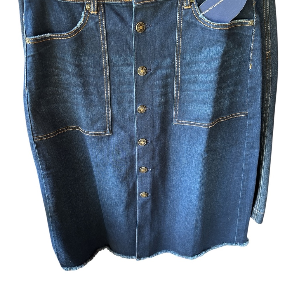 Denim Button-Front Midi Skirt